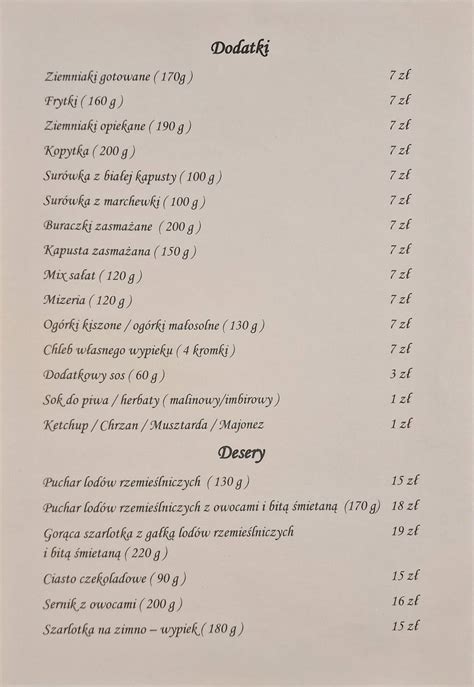 oberża pod złotym prosiakiem menu|Oberża Pod Złotym Prosiakiem, Nieborów